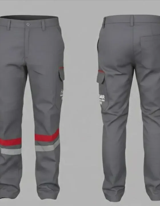 Gri düz kesim mühendis iş pantolonu